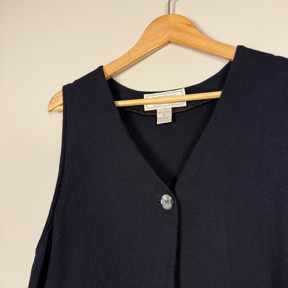 Vintage 90s Express Black Knit Sweater Vest Womens Medium Sleeveless Cardigan - Picture 2 of 4